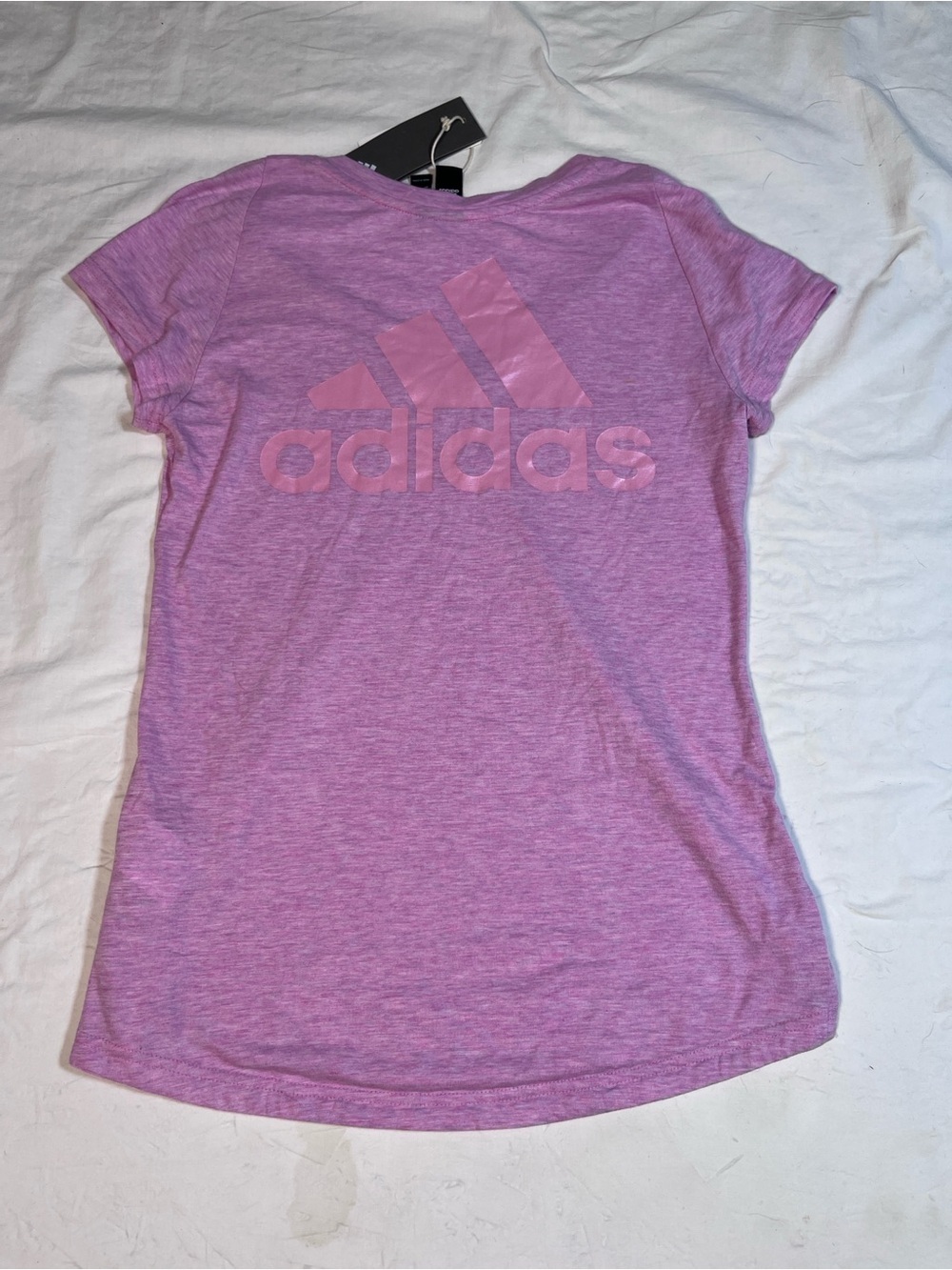 adidas Women's Heather Purple V-Neck Short Sleeve Tee - Picture 7 of 9